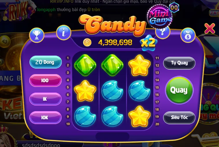 Minigame Candy Tại RikVip Vũ Trụ Kẹo Ngọt Nhân Đôi Tiền Thưởng Thần Tốc