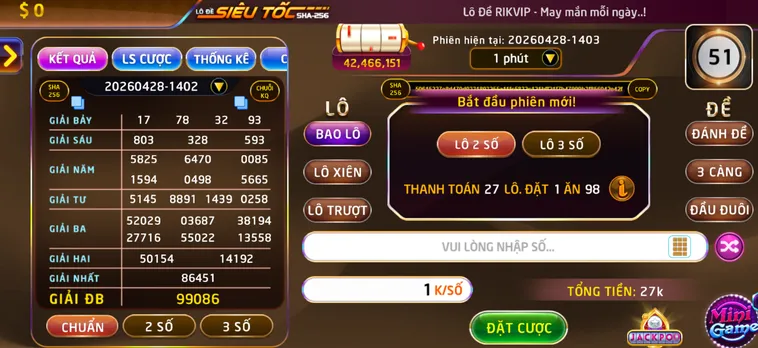 Lô Đề Siêu Tốc Tại RikVip Thiên Đường Số Học Kiếm Tiền Nhanh Chóng Mặt