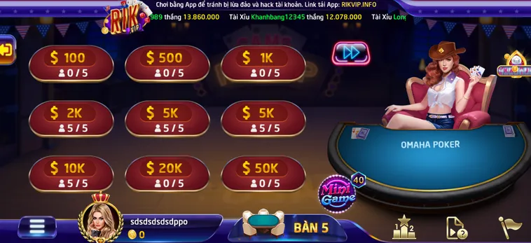 Omaha Poker 6 Tại RikVip Biến Thể Bài Đổi Thưởng Đầy Biến Hóa Cho Game Thủ